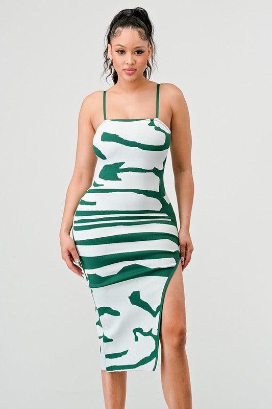 print bandage high slit tank dress - tarpiniangroup