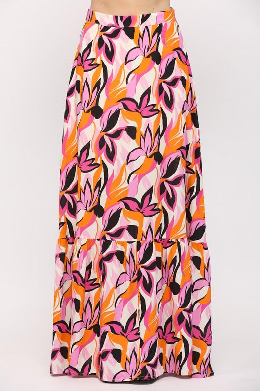 floral tiered maxi skirt - RK Collections Boutique