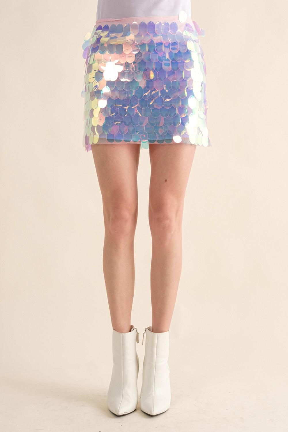 iridescent sequin mini skirt - RK Collections Boutique