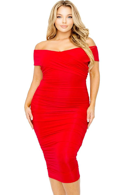 PLUS off the shoulder jersey midi dress - RK Collections Boutique
