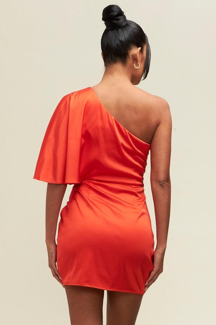 one shoulder satin wrap dress - RK Collections Boutique