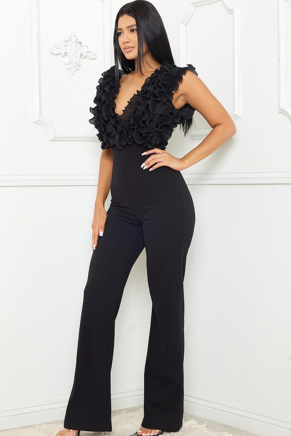 ruffle top sleeveless jumpsuit - RK Collections Boutique