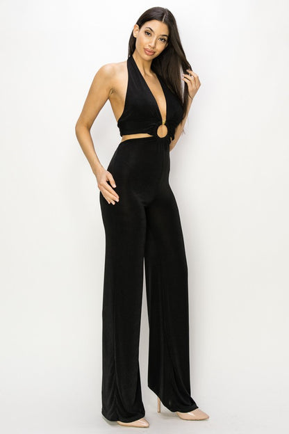 slinky halter O ring jumpsuit