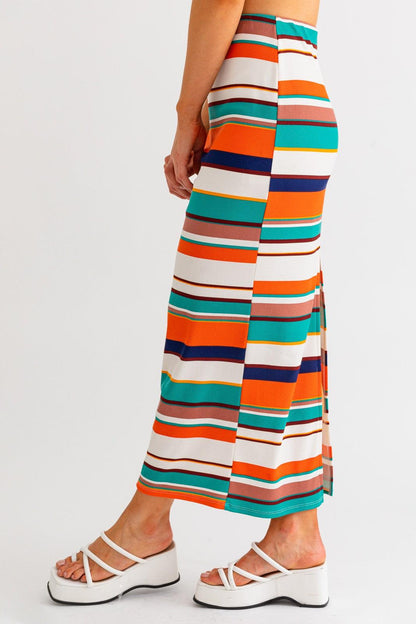 2pc set-ribbed stripe tank top & maxi skirt - RK Collections Boutique