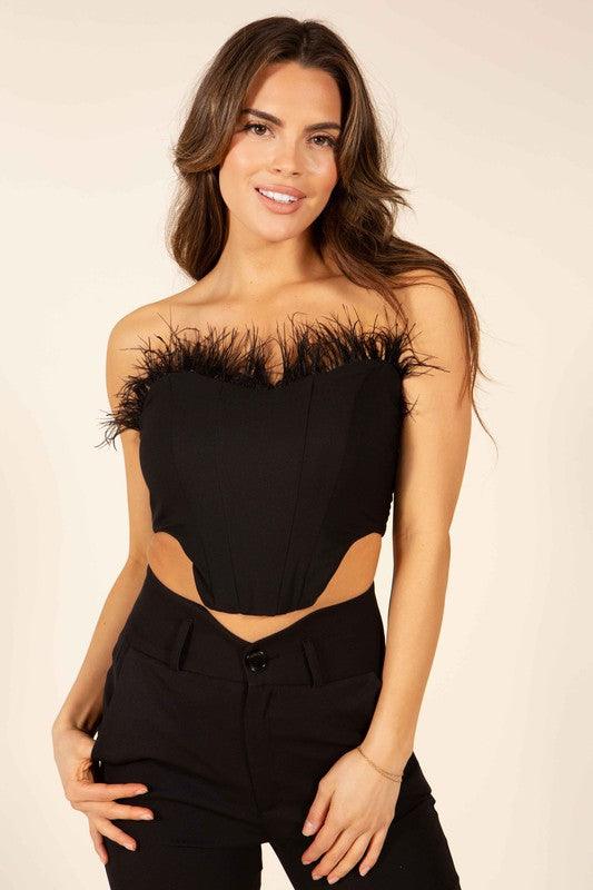 strapless feather corset top - RK Collections Boutique