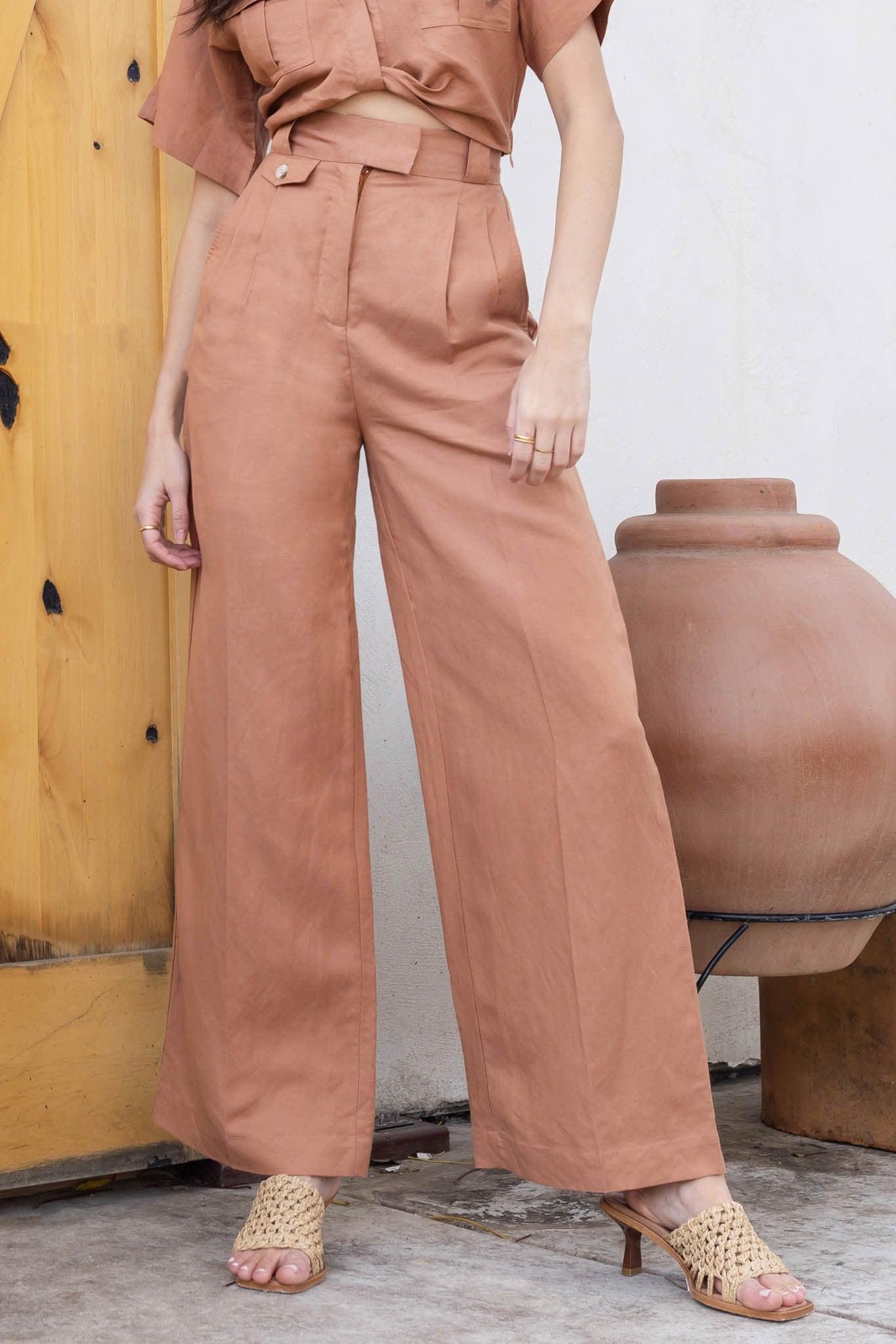 high waist linen pants - alomfejto