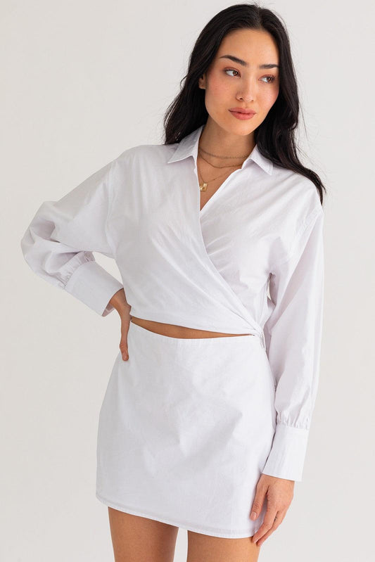 wrap front cut out shirt dress - RK Collections Boutique