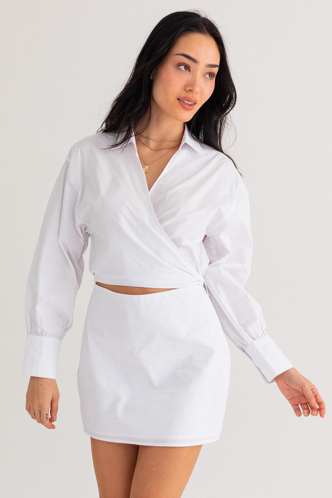 wrap front cut out shirt dress - RK Collections Boutique