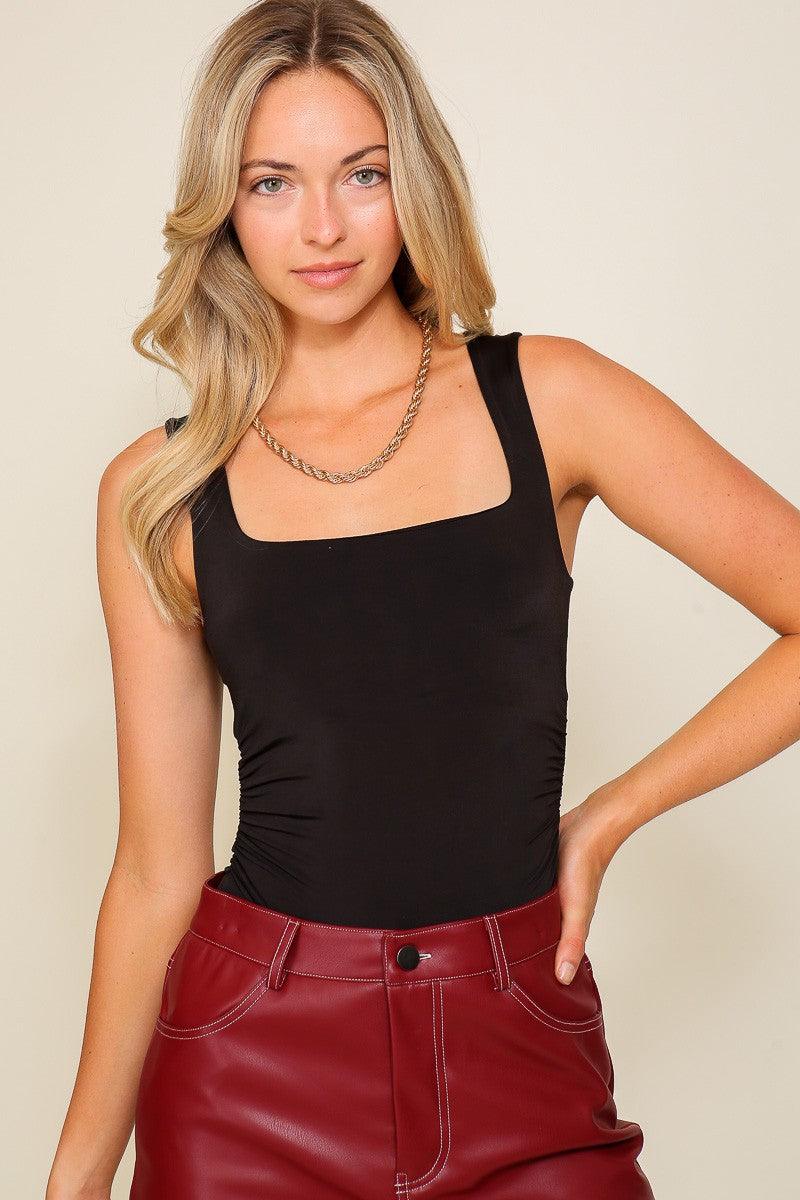 square neck double layered tank bodysuit - RK Collections Boutique