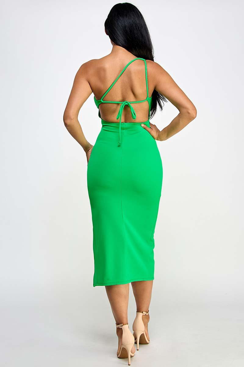 one shoulder cutout midi dress - RK Collections Boutique
