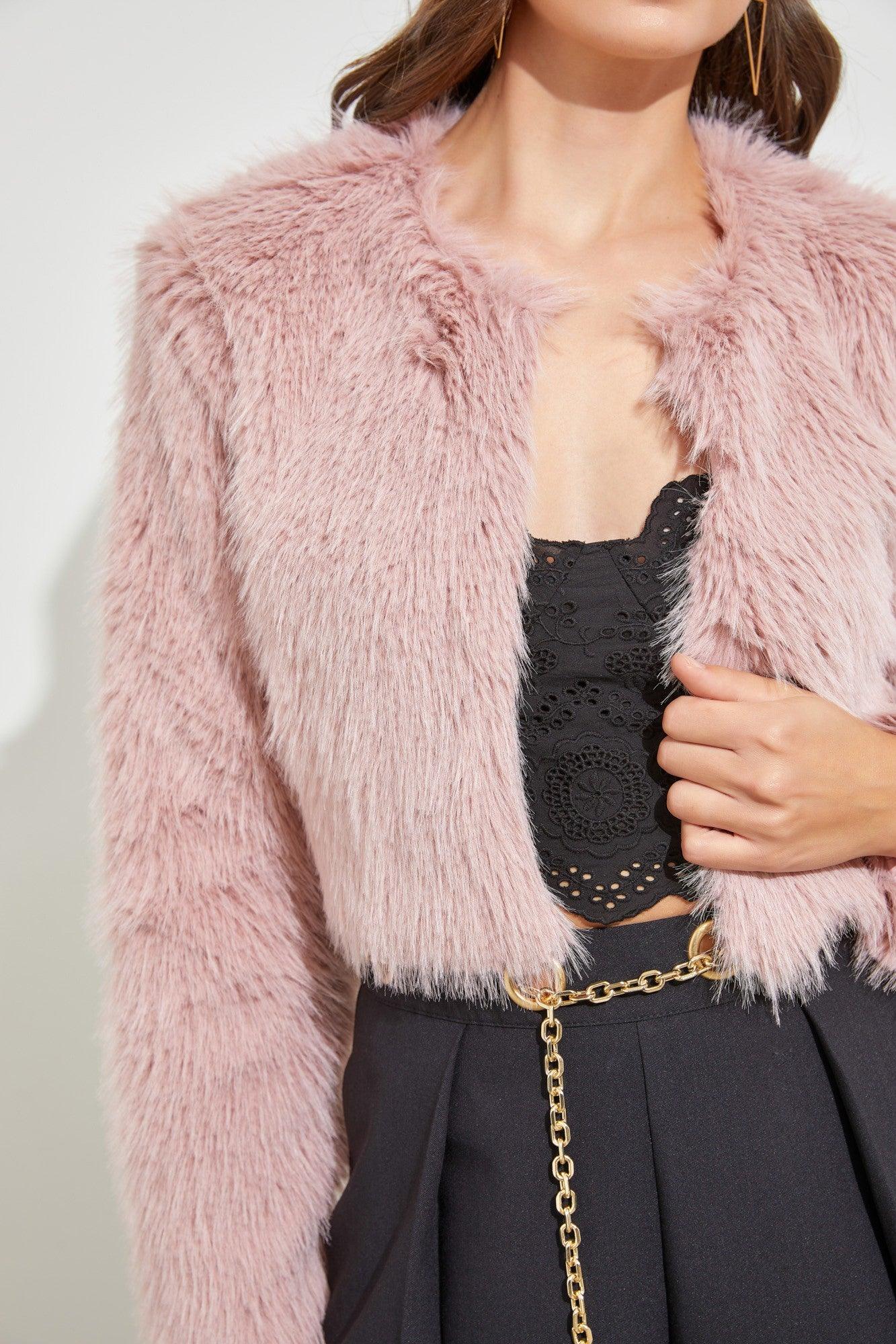 plush faux fur cropped jacket - alomfejto