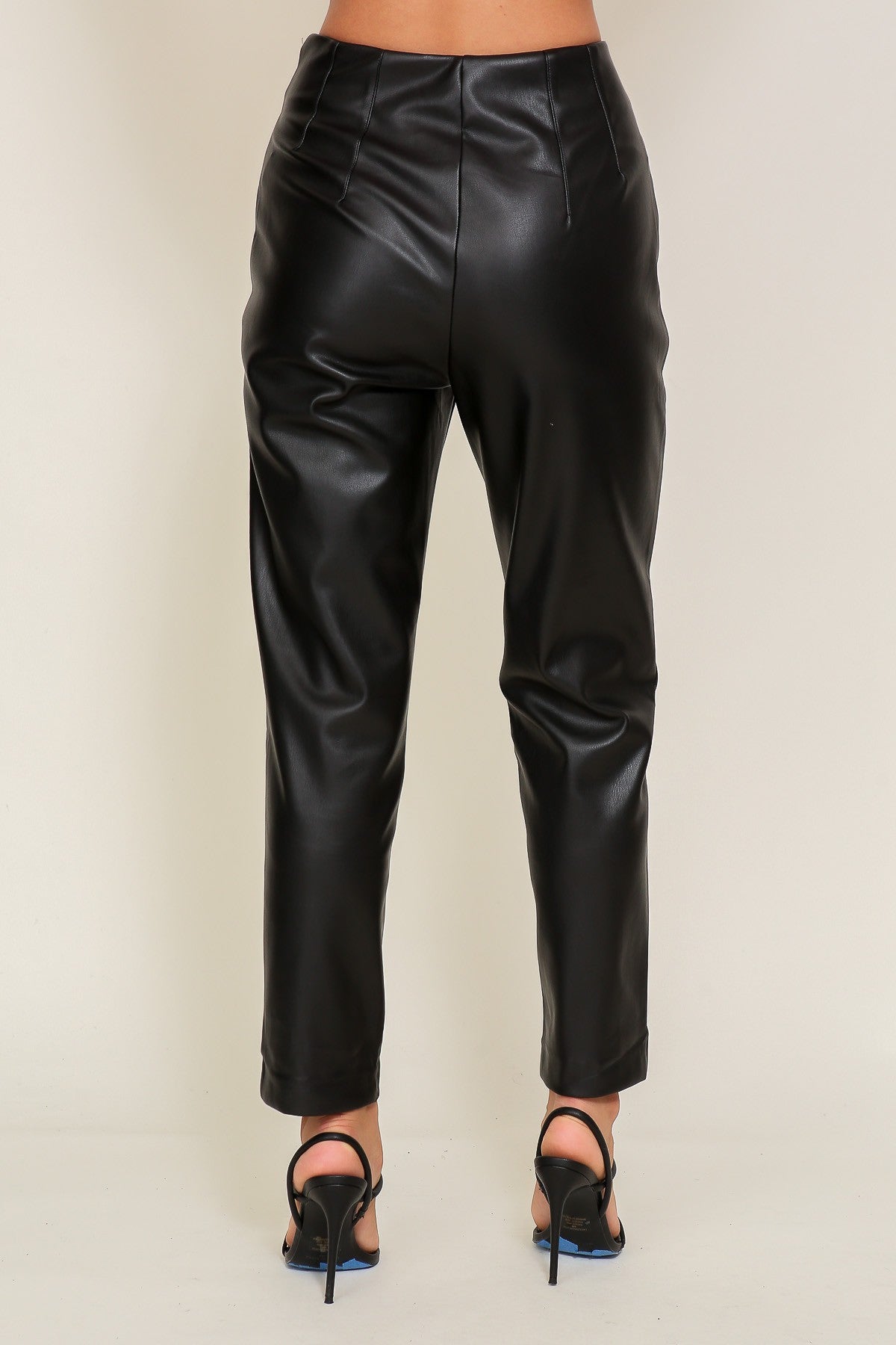faux leather taper leg pants