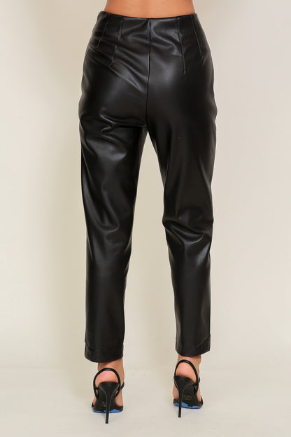 faux leather taper leg pants