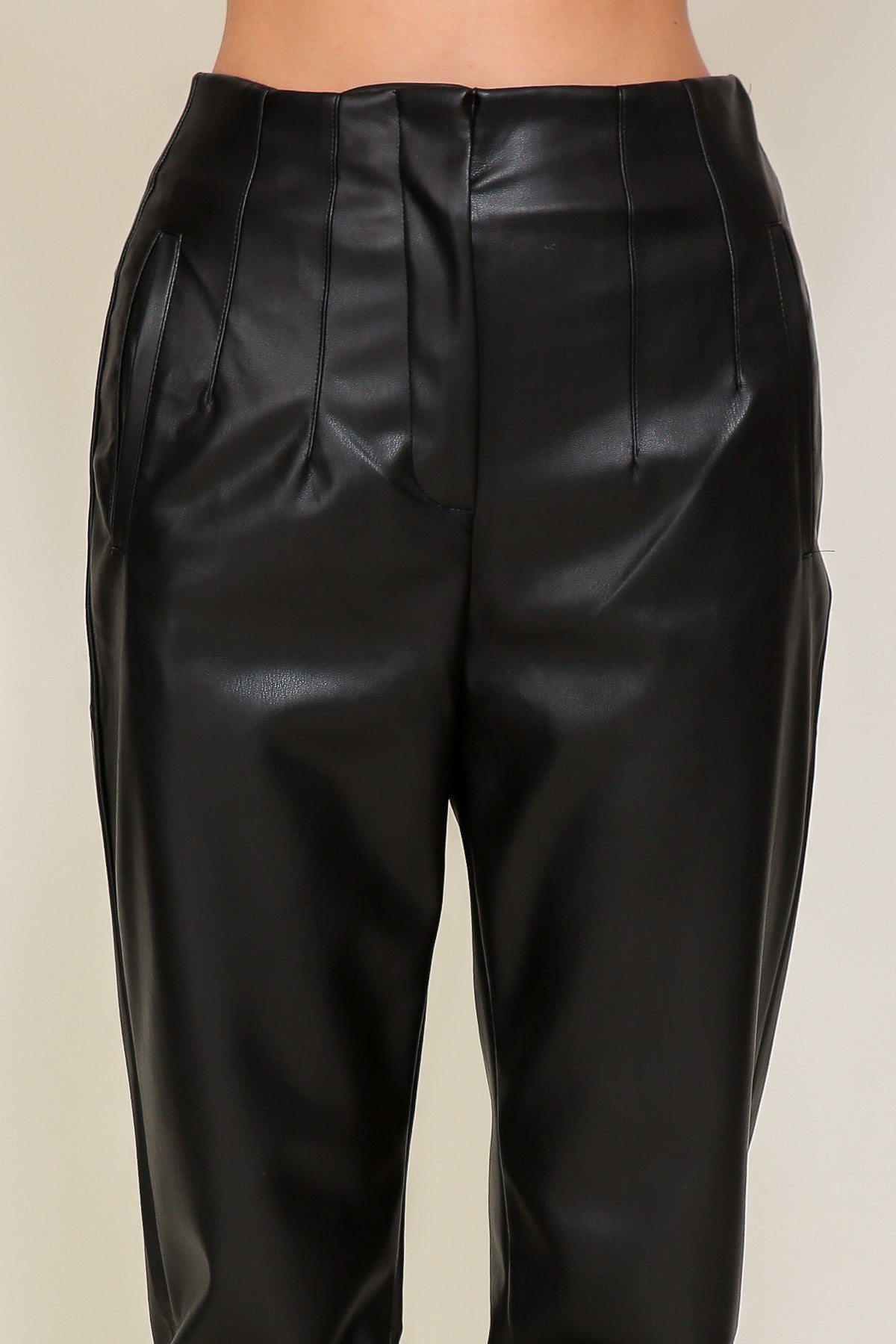 faux leather taper leg pants