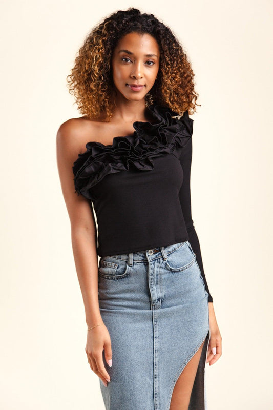 ruffle one sleeve top - RK Collections Boutique