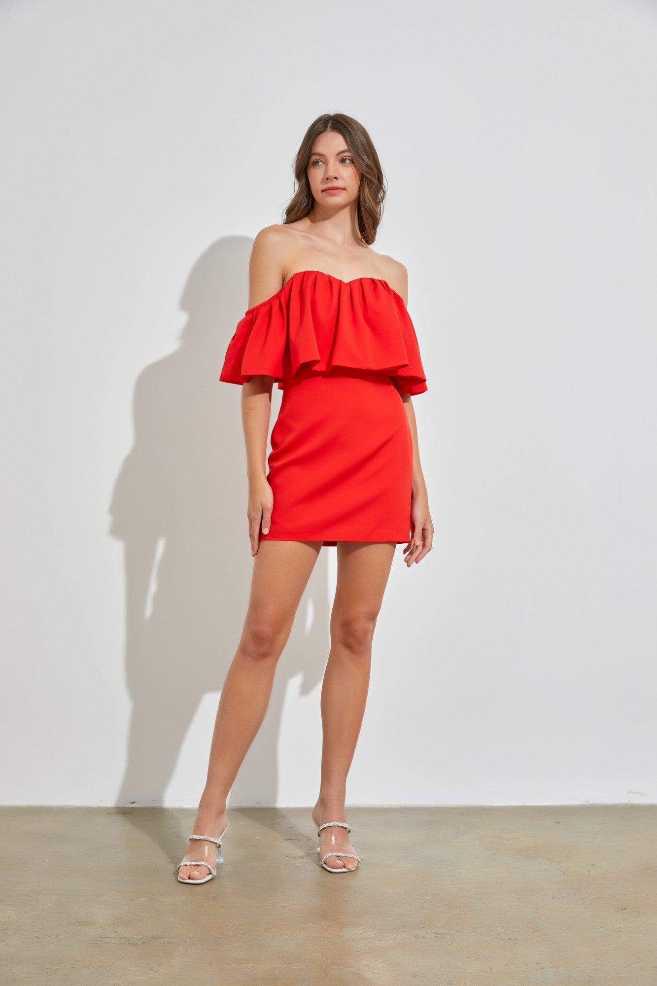 off the shoulder ruffle dress - RK Collections Boutique