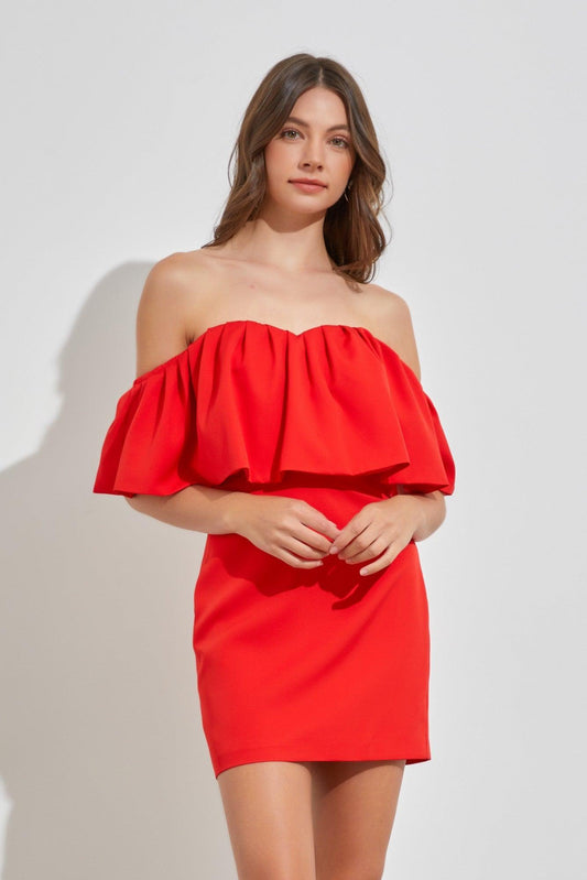 off the shoulder ruffle dress - RK Collections Boutique