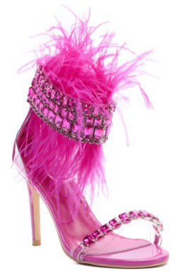 jeweled & feather stiletto heels