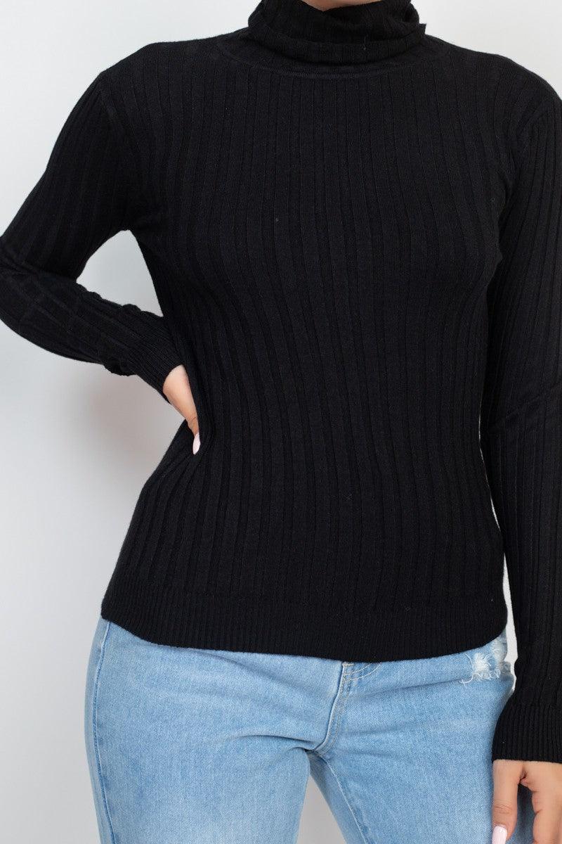 Ribbed Turtleneck Sweater - RK Collections Boutique