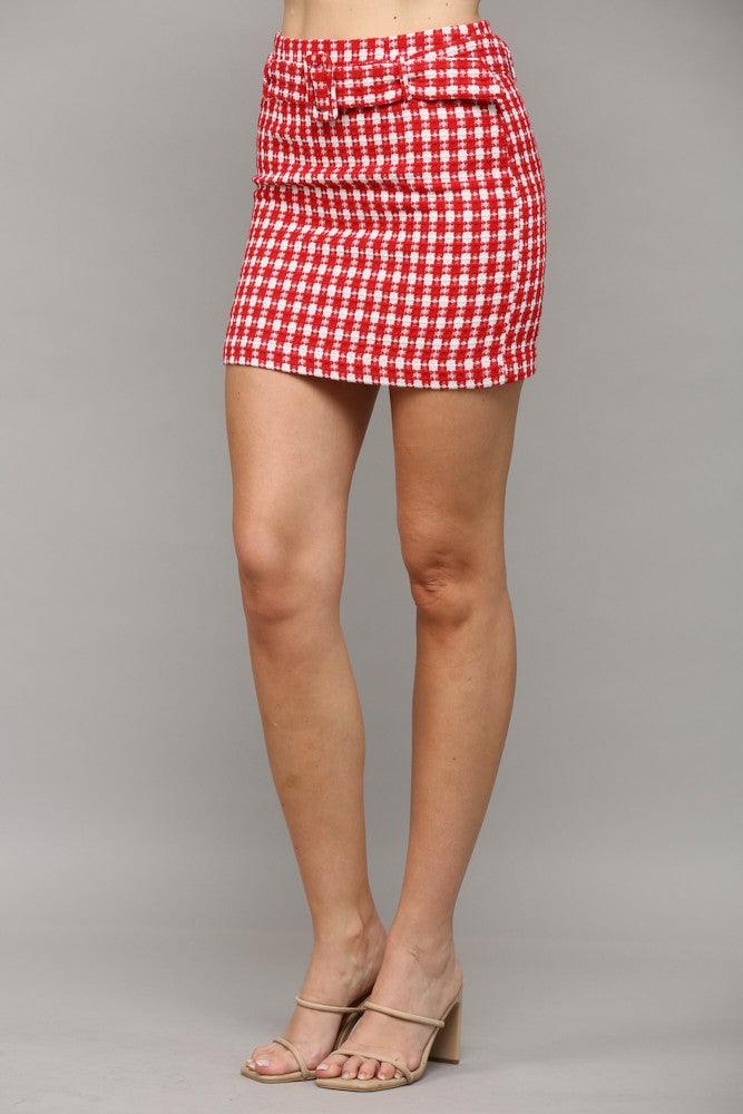 belted tweed mini skirt
