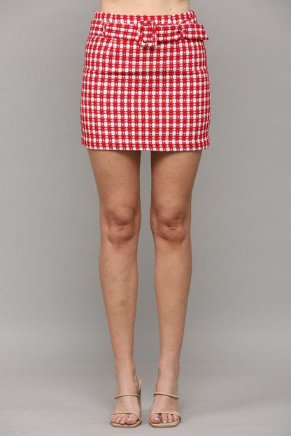 belted tweed mini skirt - RK Collections Boutique