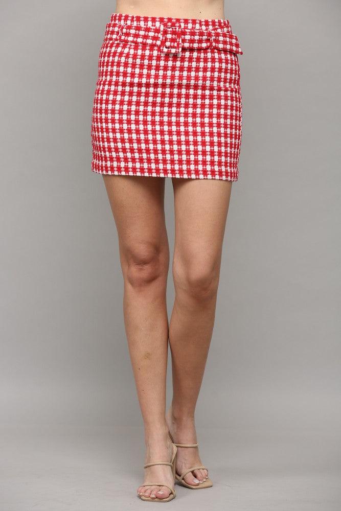 belted tweed mini skirt - RK Collections Boutique