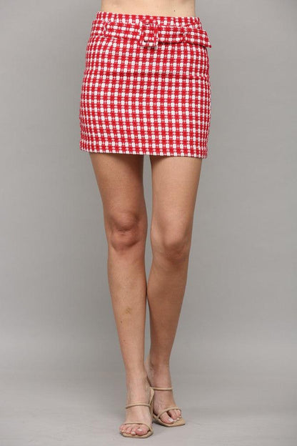 belted tweed mini skirt - alomfejto