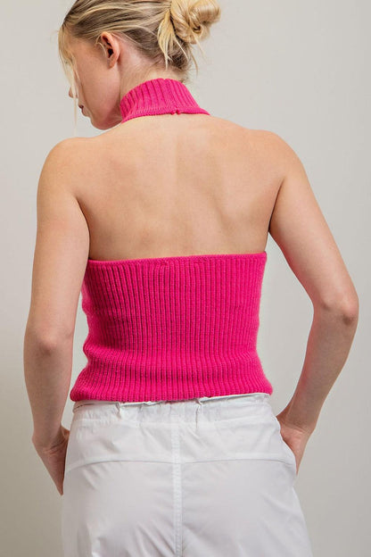 halter turtleneck sweater top - alomfejto