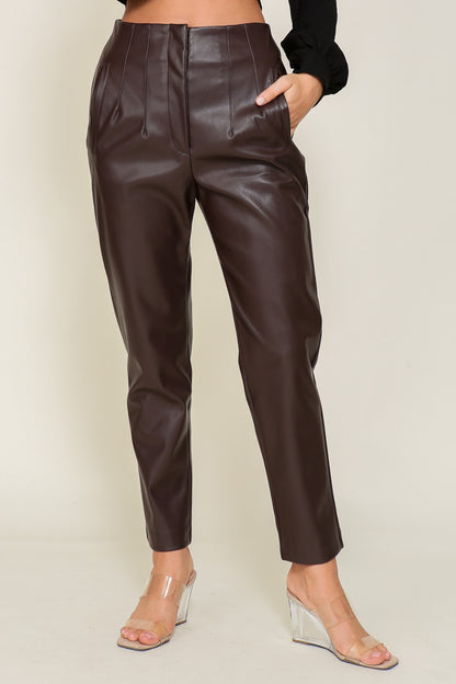 faux leather taper leg pants