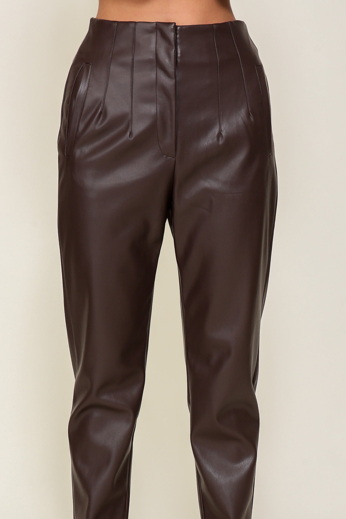 faux leather taper leg pants