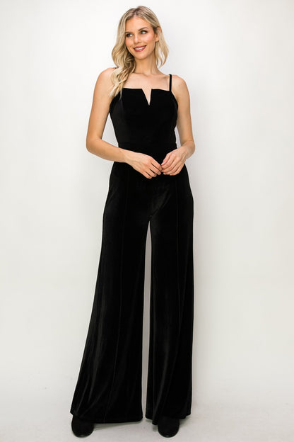 sleeveless velvet jumpsuit