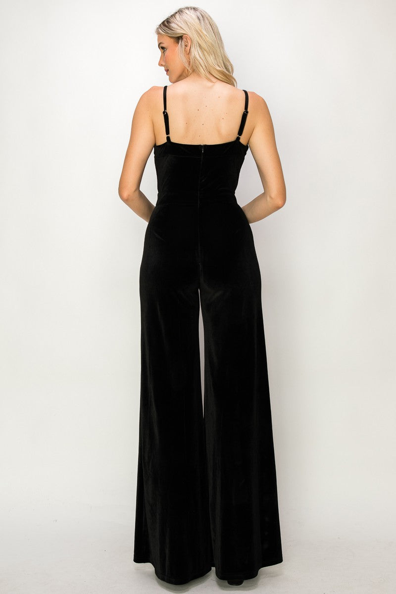 sleeveless velvet jumpsuit