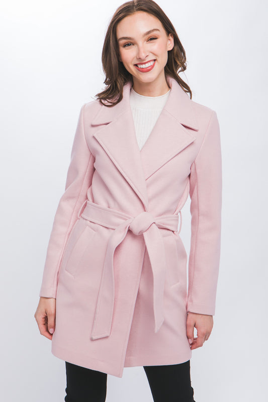 Belted Lapel Collared Trench Coat