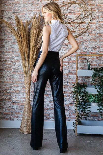 PLUS faux leather pull on flare pants - alomfejto