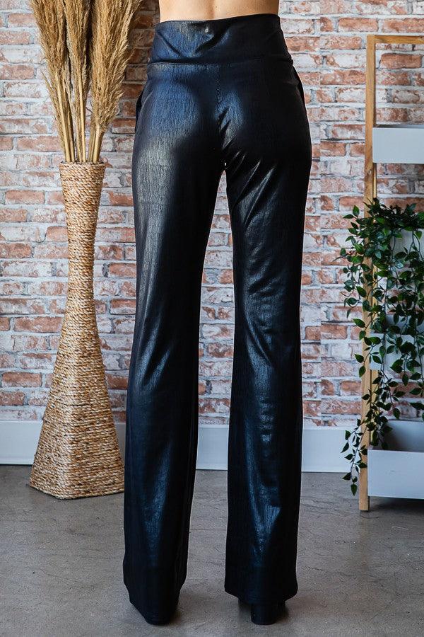 PLUS faux leather pull on flare pants - alomfejto