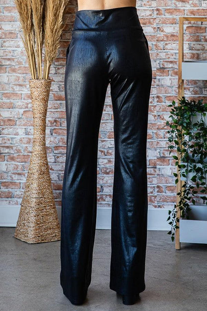 faux leather pull on flare pants - alomfejto