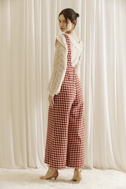 houndstooth tweed overalls jumpsuit