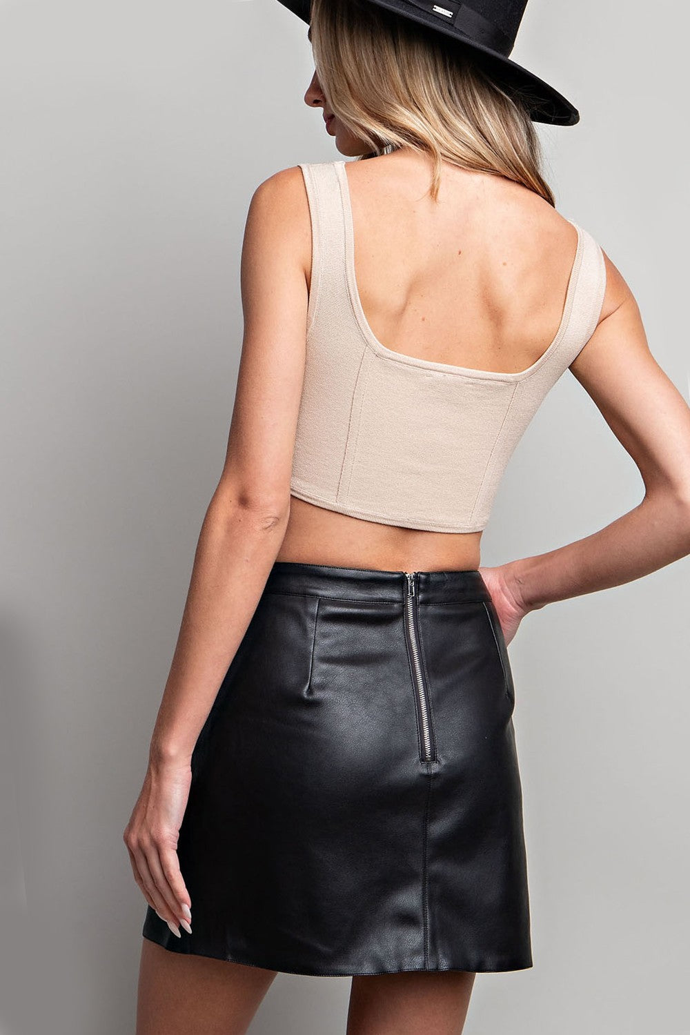 faux leather mini skirt