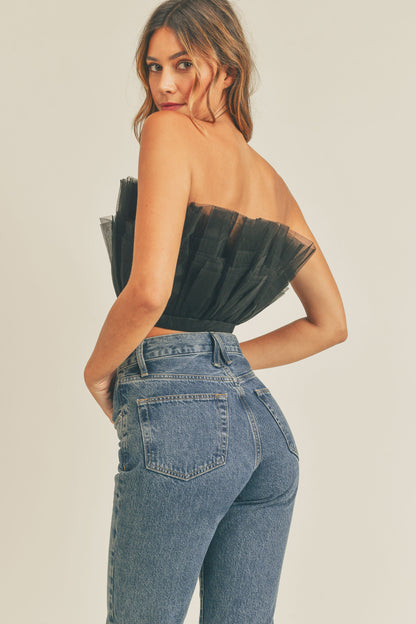 tulle ruffle tube top