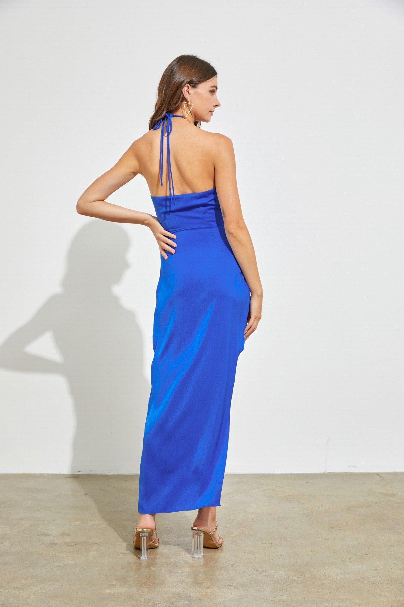 necklace halter open back maxi dress Royal Blue / SMALL necklace halter open back maxi dress Royal Blue / SMALL