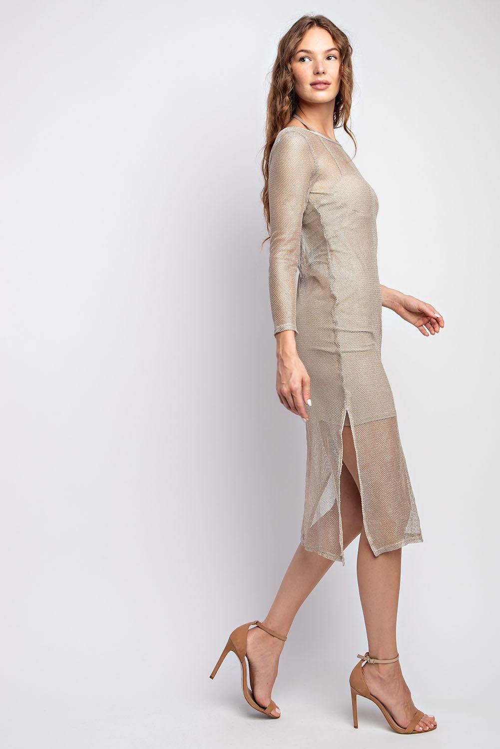 metallic mesh dress Taupe / SMALL metallic mesh dress Taupe / SMALL