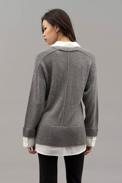 layered v neck sweater