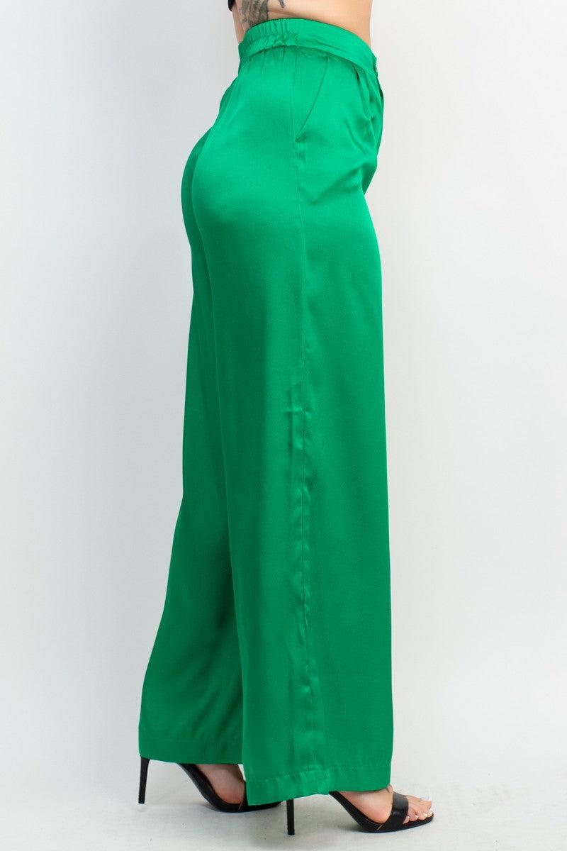 satin pleated wide leg pant – RK Collections Boutique