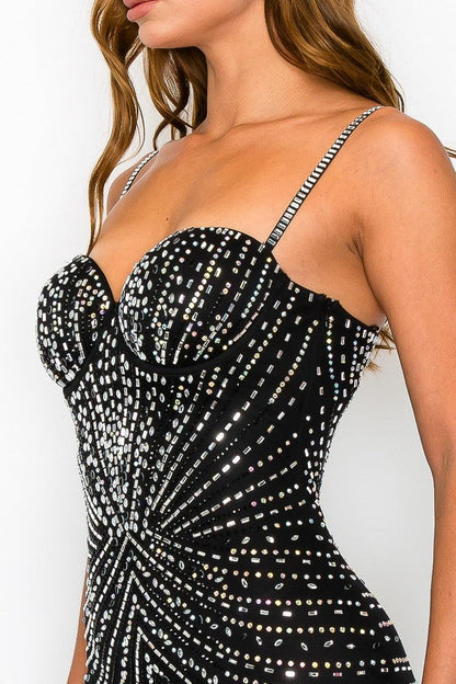 beaded/rhinestone bustier mini dress - RK Collections Boutique