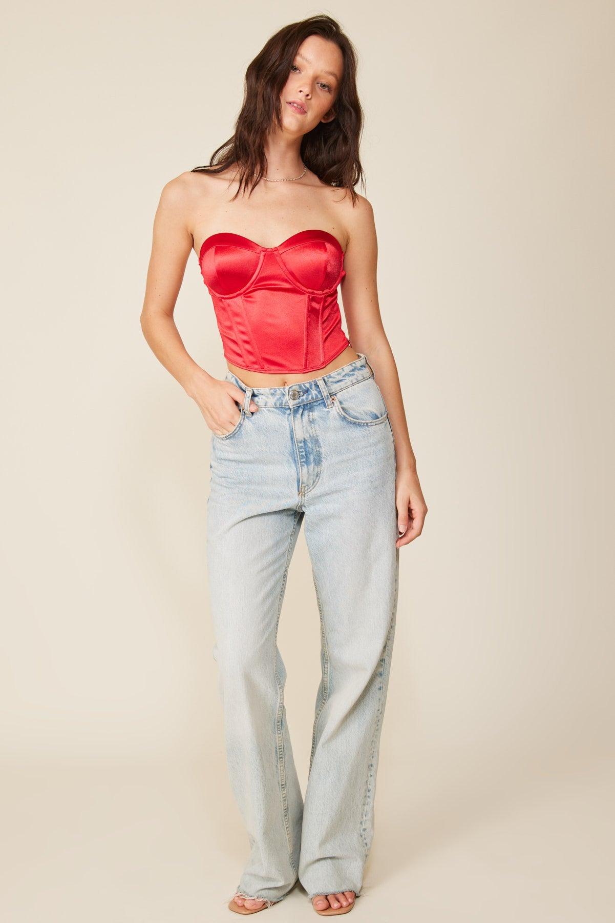 strapless padded satin bustier top - RK Collections Boutique