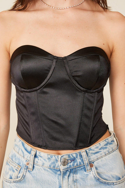 strapless padded satin bustier top - RK Collections Boutique