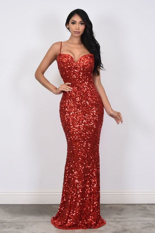 sleeveless sequin maxi dress