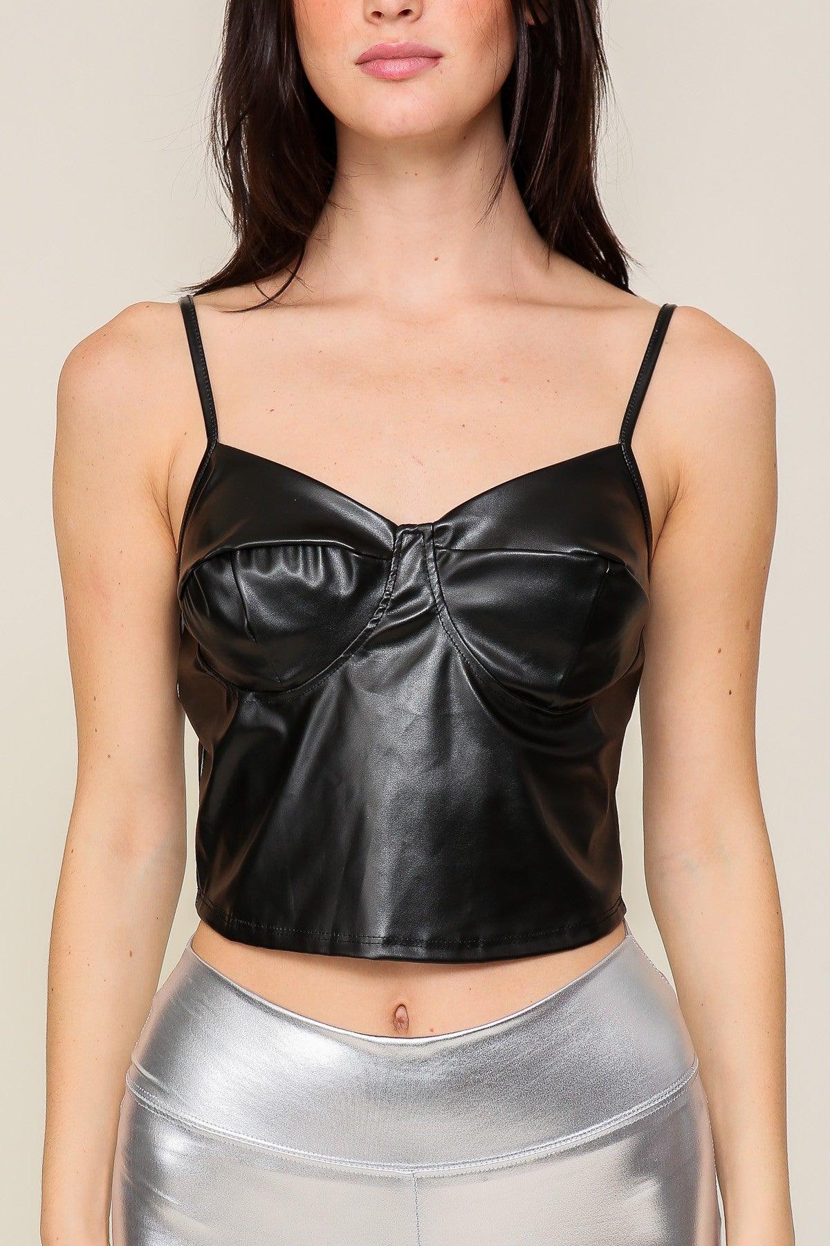 faux leather sleeveless bustier top - RK Collections Boutique