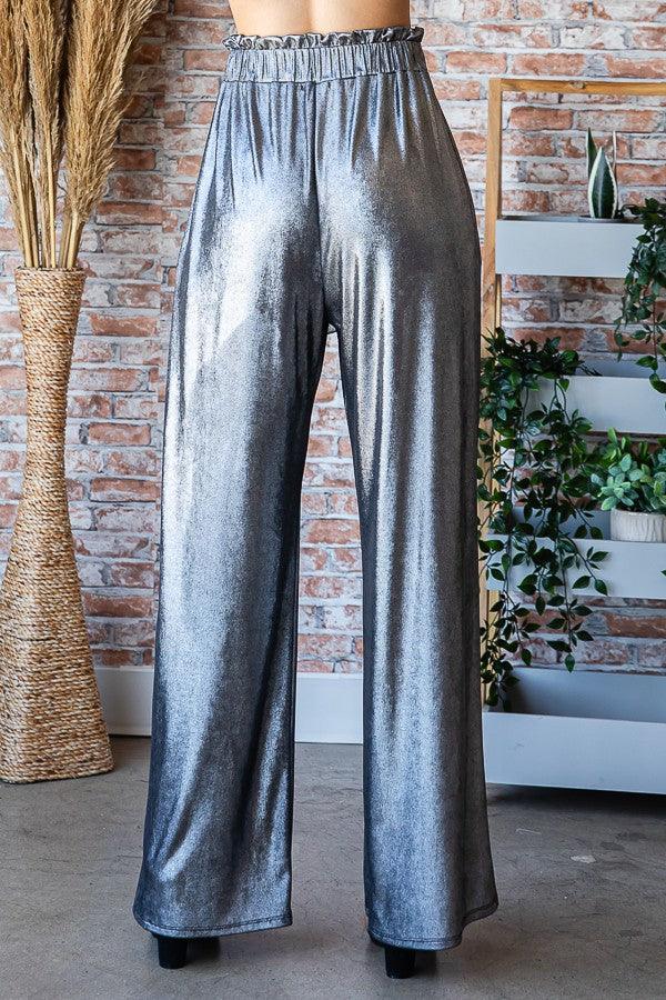 PLUS metallic paperbag waist slinky pants