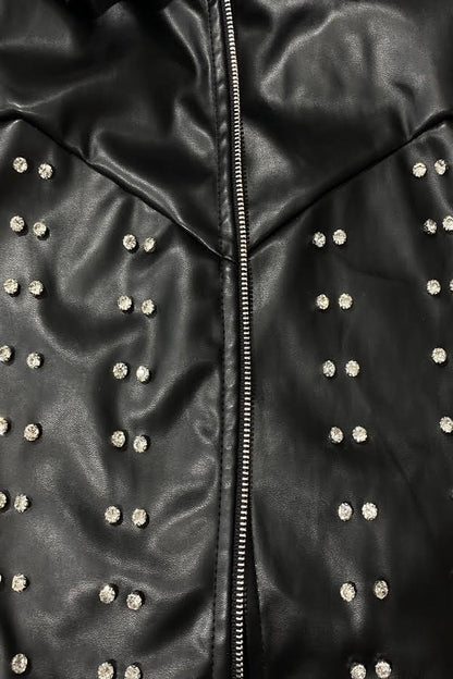 studded faux leather crop jacket